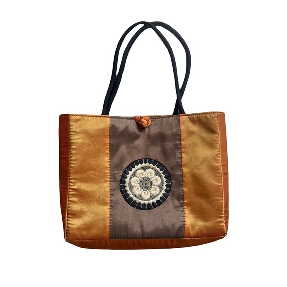 Vintage America Handbags - Vintage silk embroidered boho tote tote